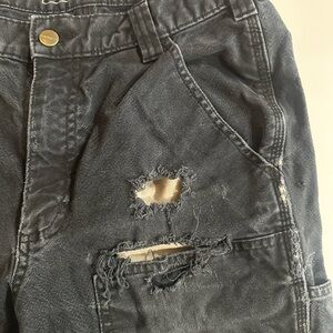 Distressed Black Carhartt Work Pants